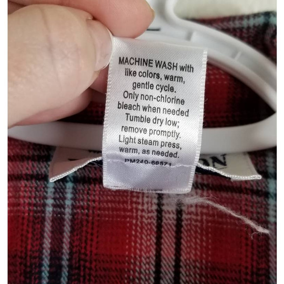 Pendleton Red Plaid Flannel Button Up Women's Top Small Petite - Picture 5 of 5